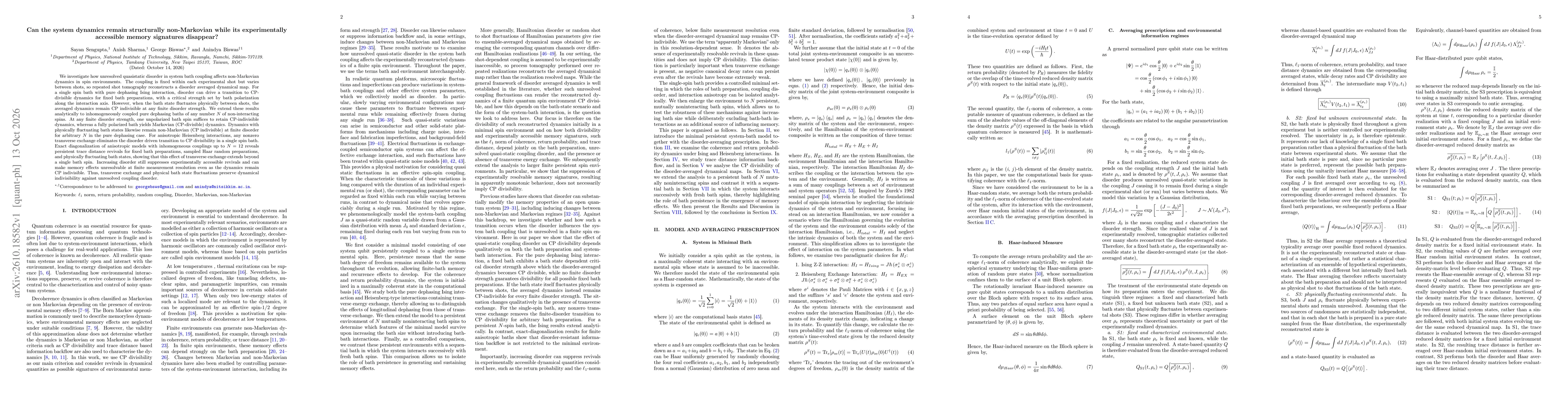 Thumbnail for Can the system dynamics remain structurally non-Markovian while its experimentally accessible memory signatures disappear?