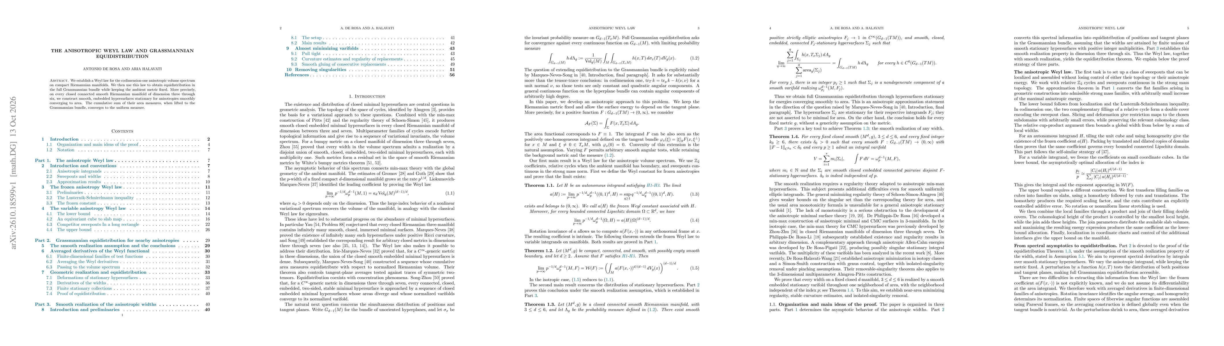 Thumbnail for The anisotropic Weyl law and Grassmannian equidistribution