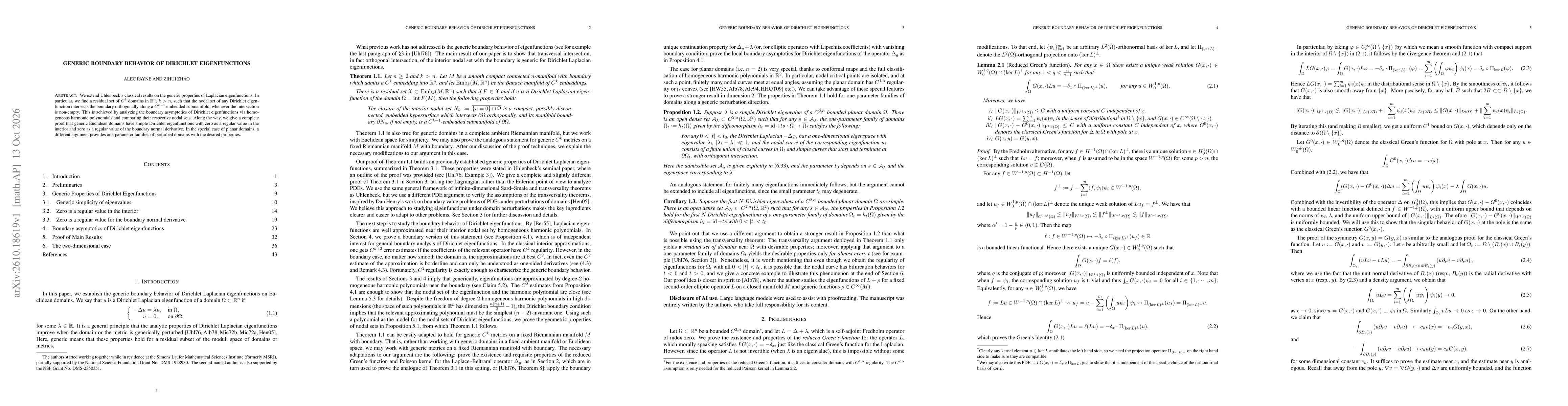 Thumbnail for Generic boundary behavior of Dirichlet eigenfunctions