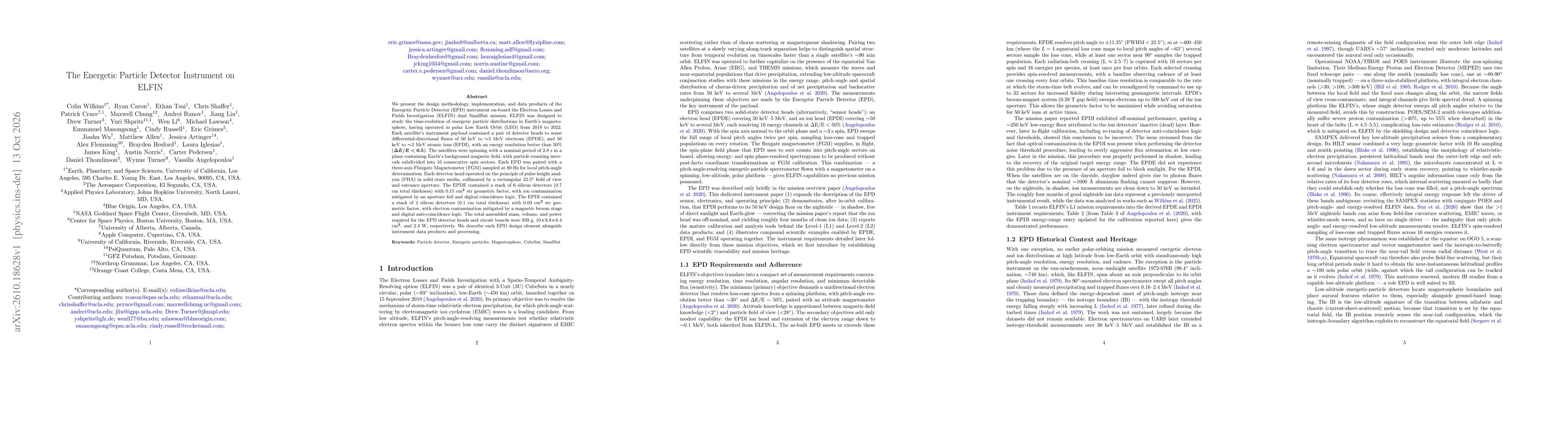 Thumbnail for The Energetic Particle Detector Instrument on ELFIN