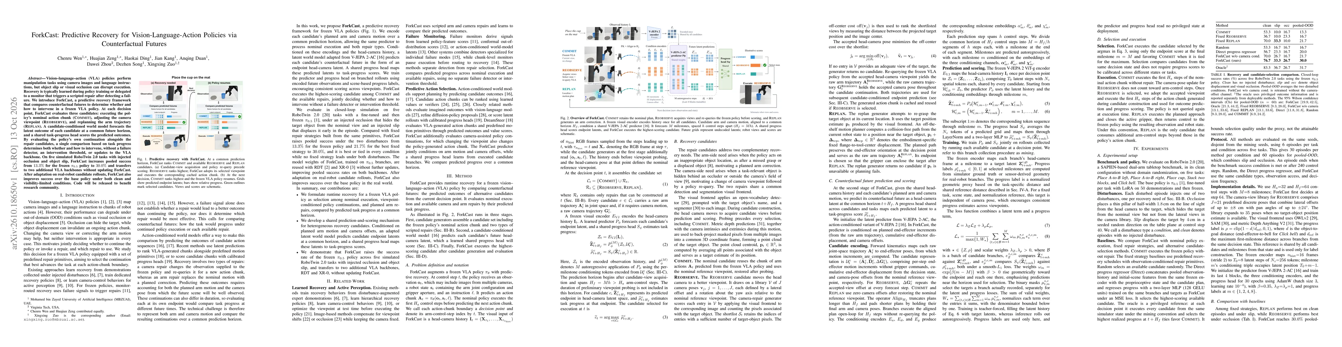 Thumbnail for ForkCast: Predictive Recovery for Vision-Language-Action Policies via Counterfactual Futures