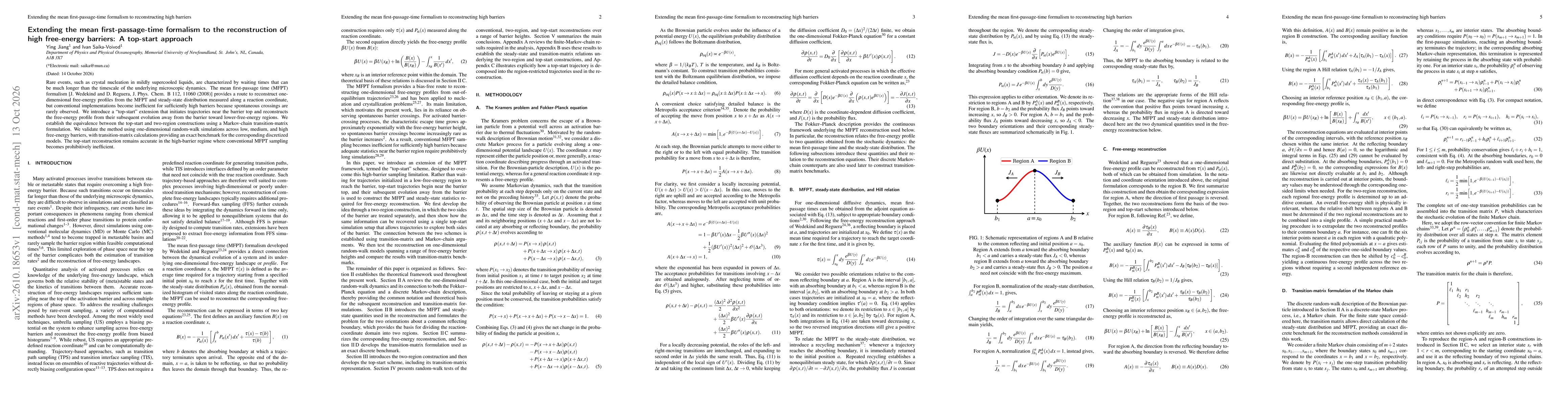 Thumbnail for Extending the mean first-passage-time formalism to the reconstruction of high free-energy barriers: A top-start approach