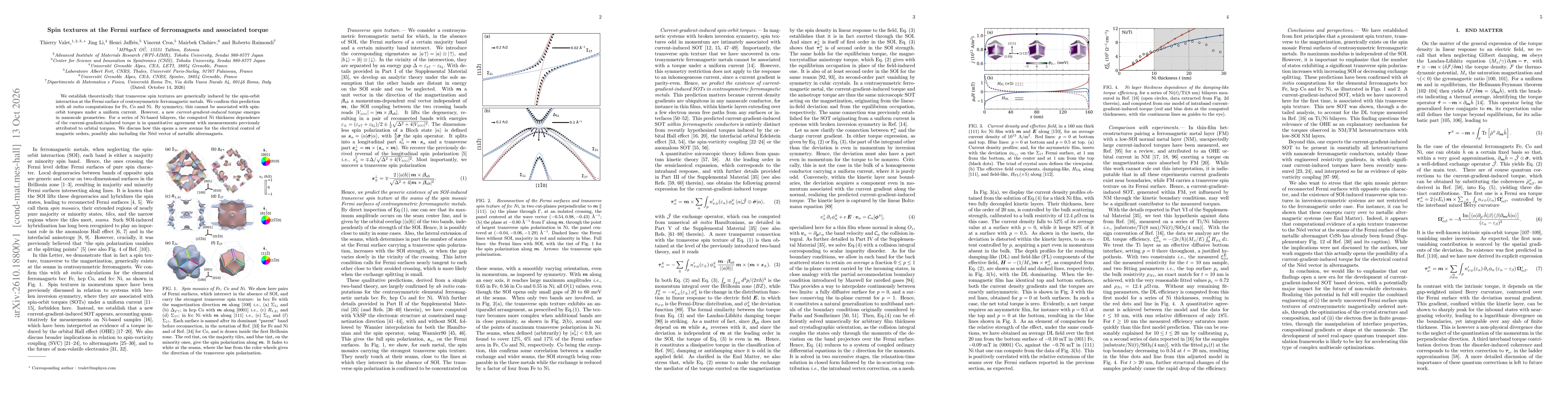Thumbnail for Spin textures at the Fermi surface of ferromagnets and associated torque