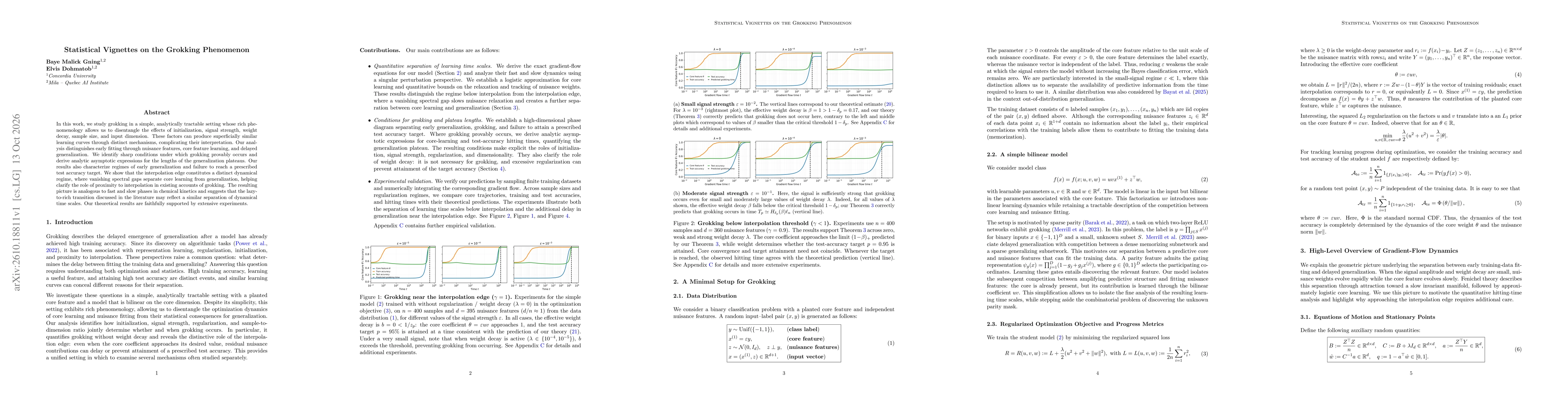 Thumbnail for Statistical Vignettes on the Grokking Phenomenon
