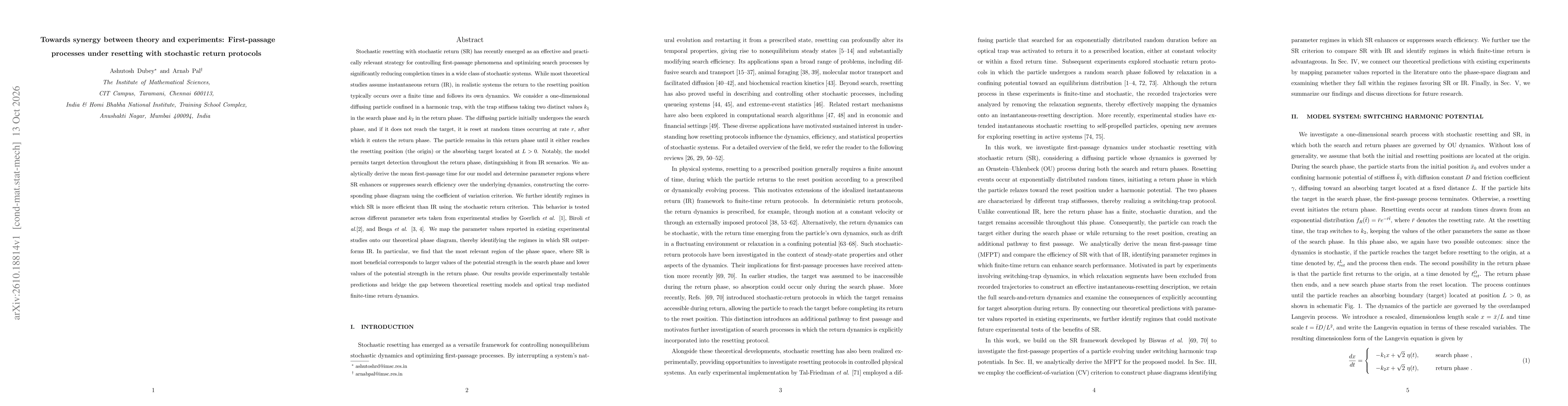 Thumbnail for Towards synergy between theory and experiments: First-passage processes under resetting with stochastic return protocols
