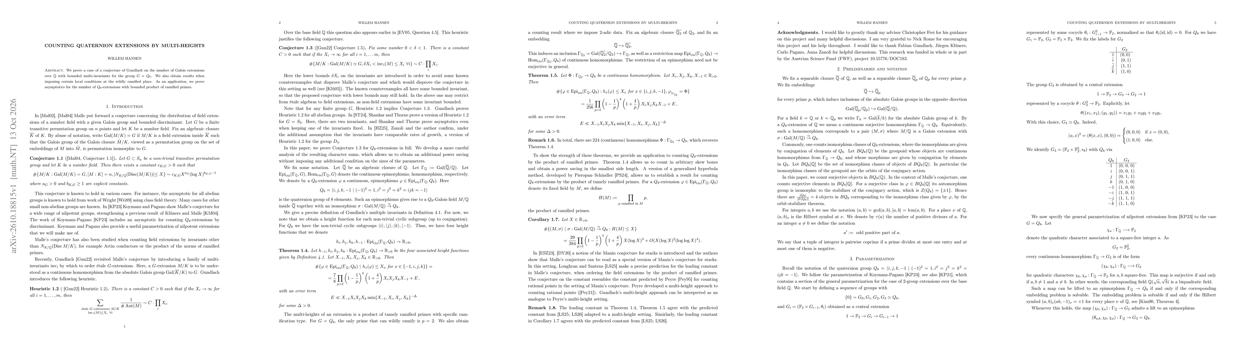Thumbnail for Counting quaternion extensions by multi-heights