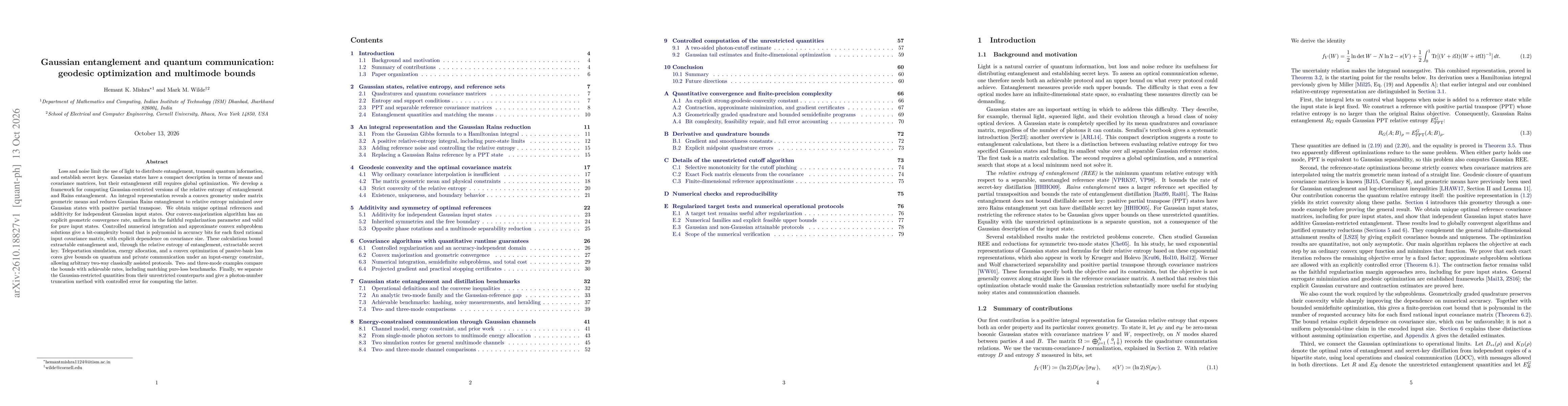 Thumbnail for Gaussian entanglement and quantum communication: geodesic optimization and multimode bounds