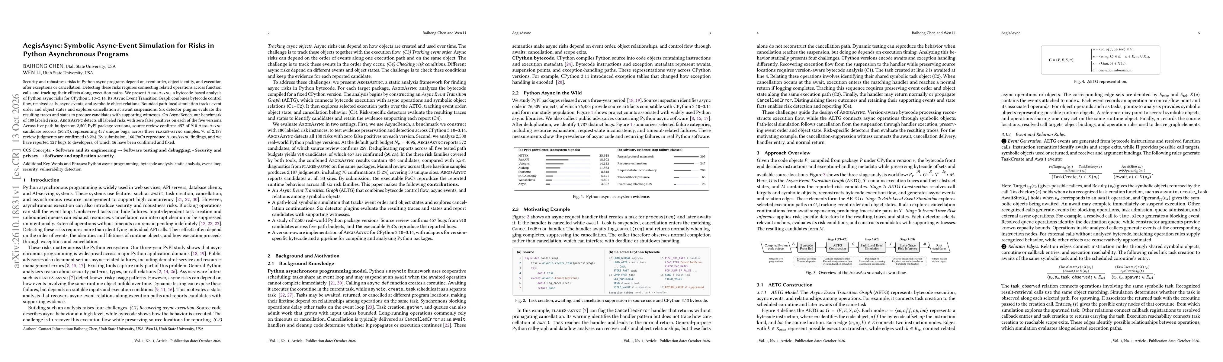 Thumbnail for AegisAsync: Symbolic Async-Event Simulation for Risks in Python Asynchronous Programs