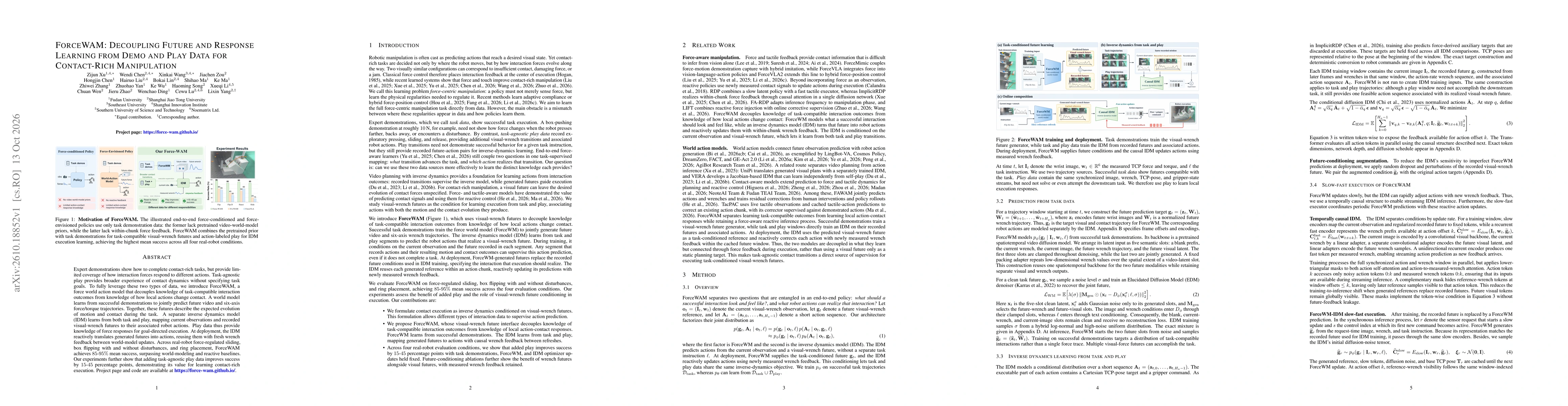 Thumbnail for ForceWAM: Decoupling Future and Response Learning from Demo and Play Data for Contact-Rich Manipulation