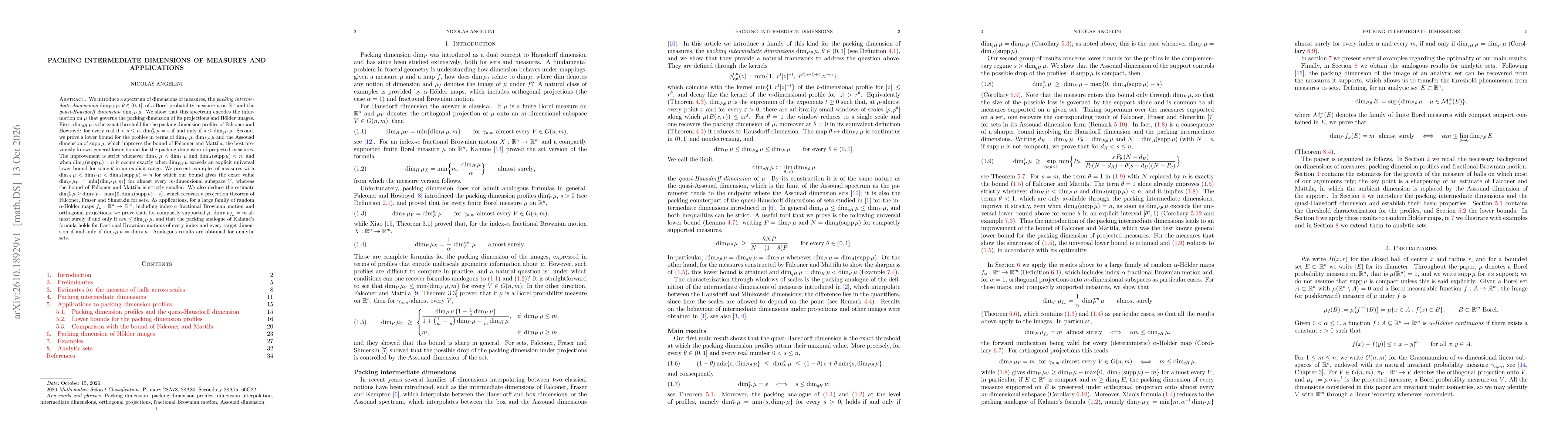 Thumbnail for Packing intermediate dimensions of measures and applications