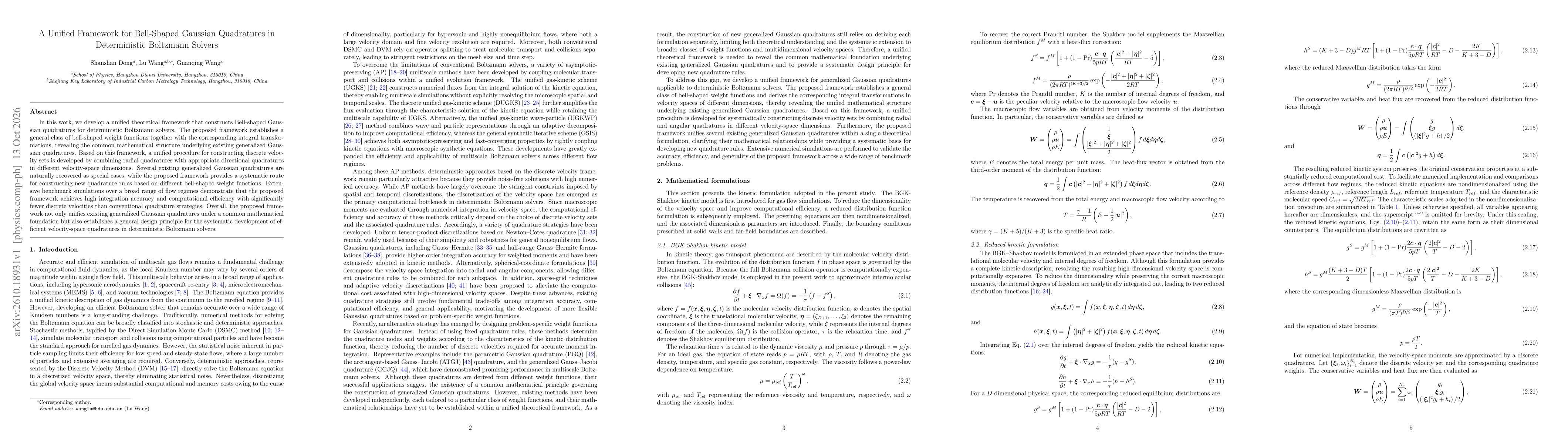Thumbnail for A Unified Framework for Bell-Shaped Gaussian Quadratures in Deterministic Boltzmann Solvers