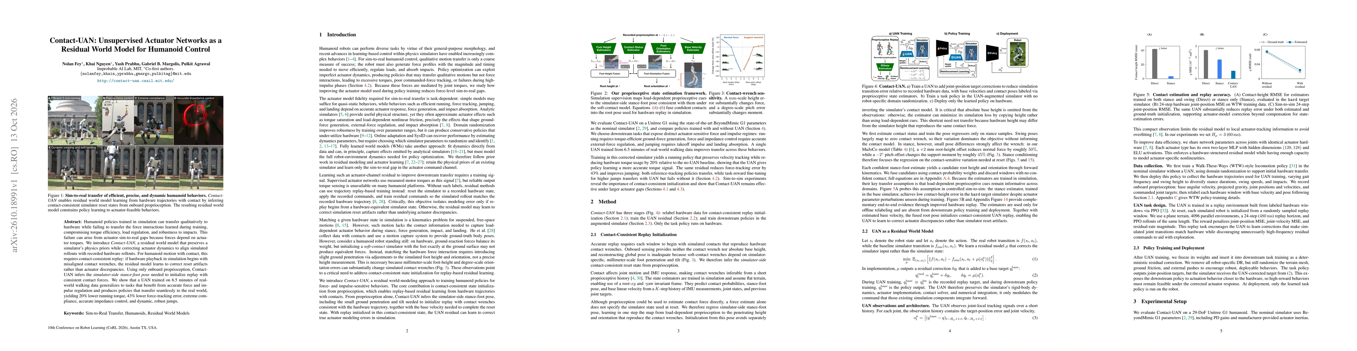 Thumbnail for Contact-UAN: Unsupervised Actuator Networks as a Residual World Model for Humanoid Control