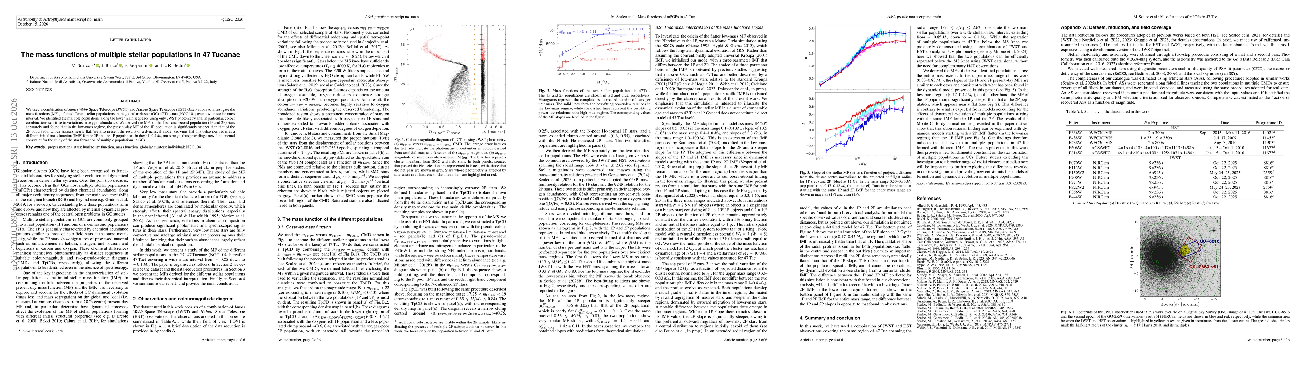 Thumbnail for The mass functions of multiple stellar populations in 47 Tucanae