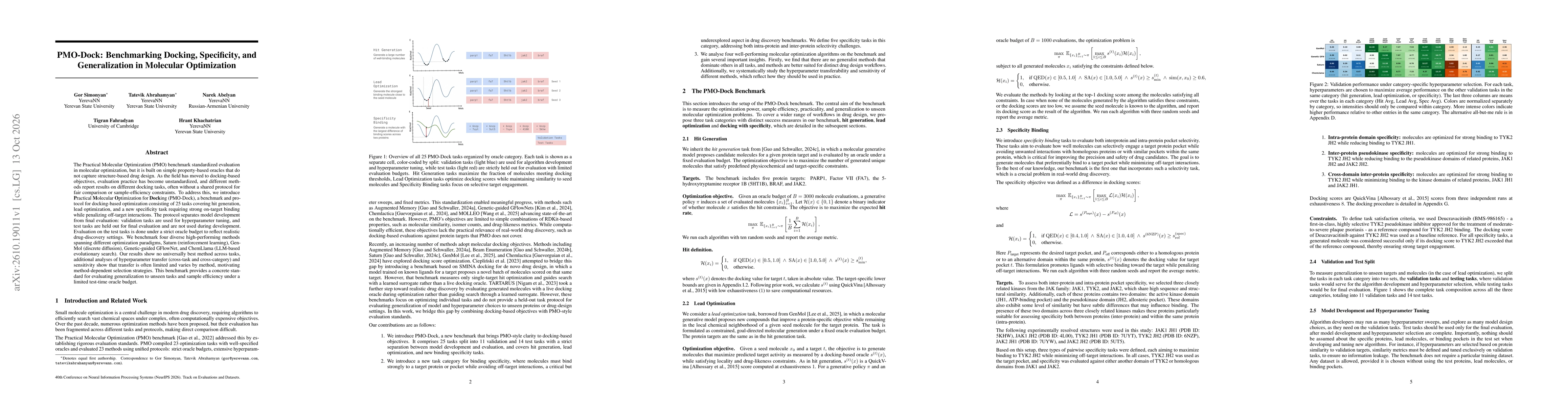 Thumbnail for PMO-Dock: Benchmarking Docking, Specificity, and Generalization in Molecular Optimization