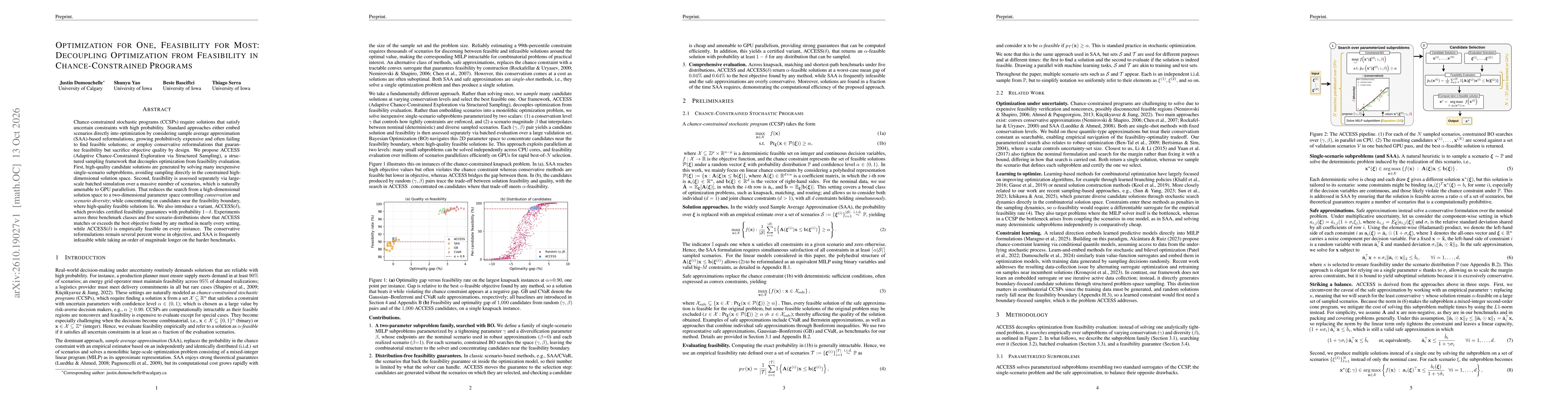 Thumbnail for Optimization for One, Feasibility for Most: Decoupling Optimization from Feasibility in Chance-Constrained Programs