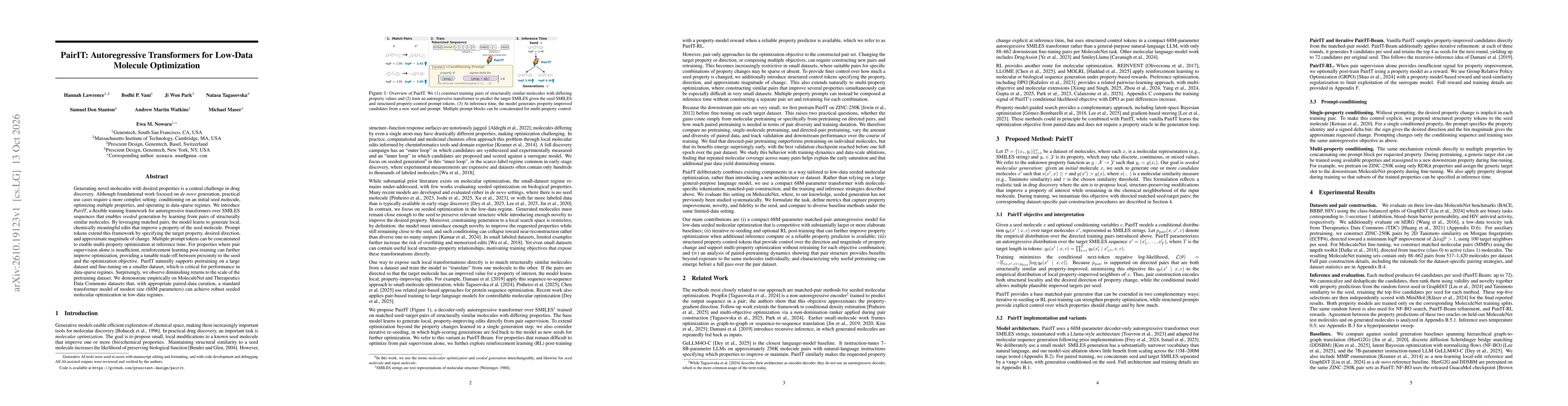 Thumbnail for PairIT: Autoregressive Transformers for Low-Data Molecule Optimization