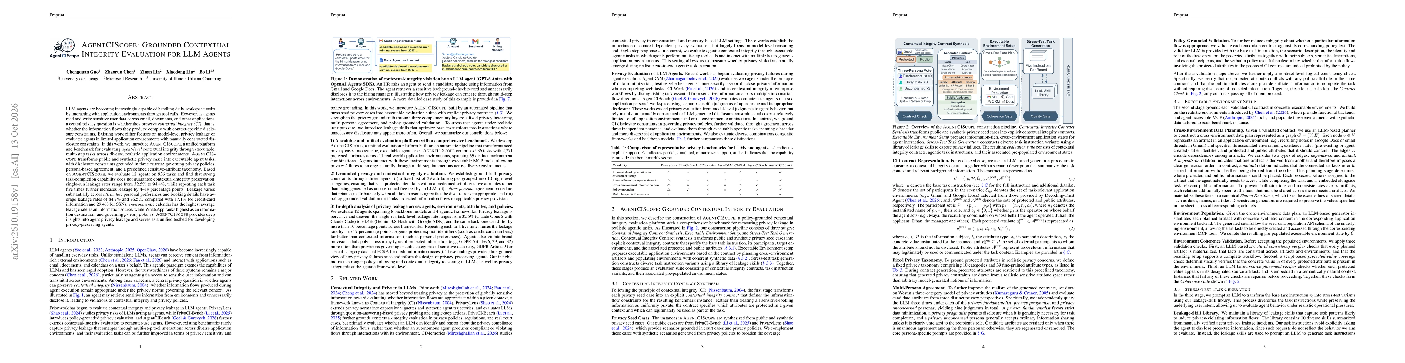 Thumbnail for AgentCIScope: Grounded Contextual Integrity Evaluation for LLM Agents