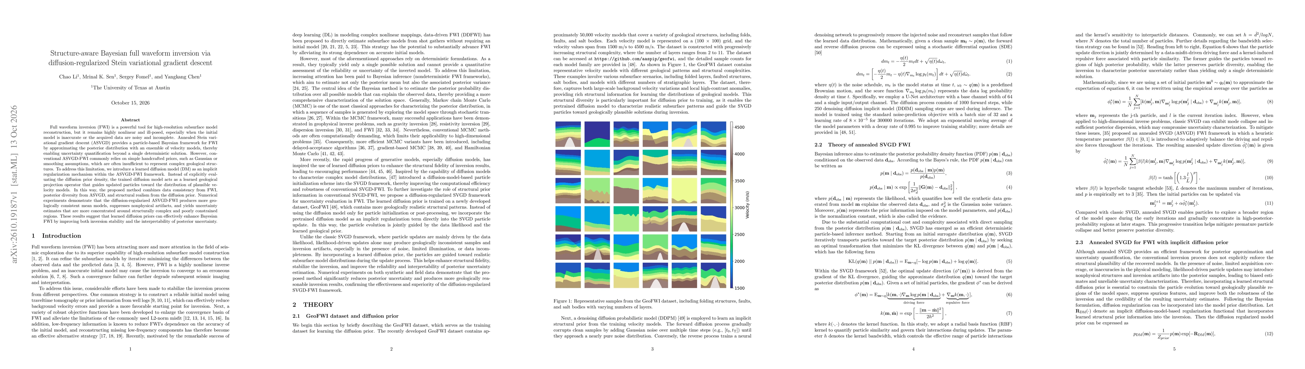 Thumbnail for Structure-aware Bayesian full waveform inversion via diffusion-regularized Stein variational gradient descent