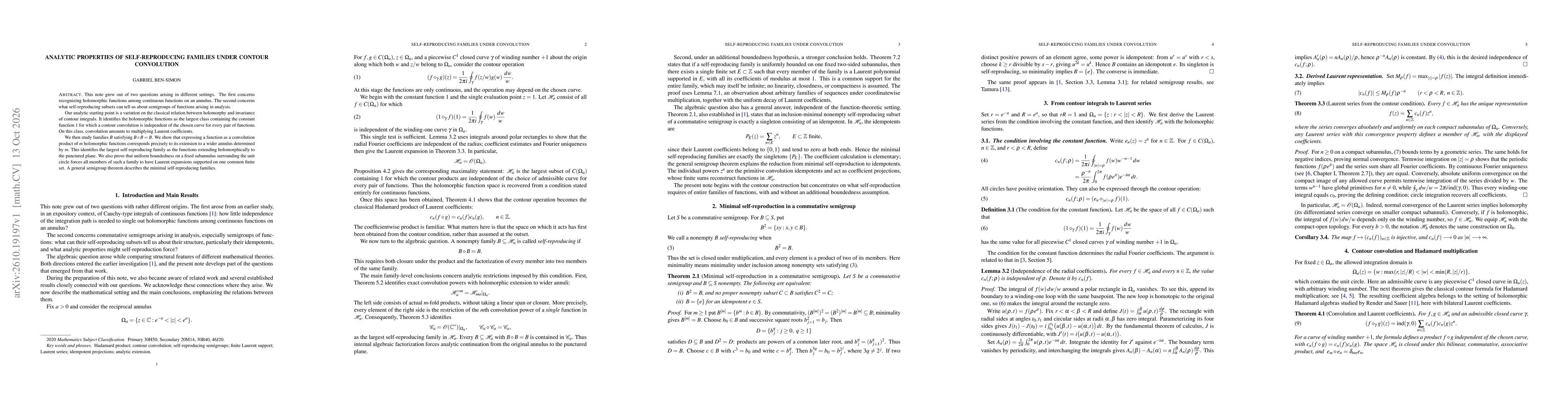 Thumbnail for Analytic Properties of Self-Reproducing Families under Contour Convolution