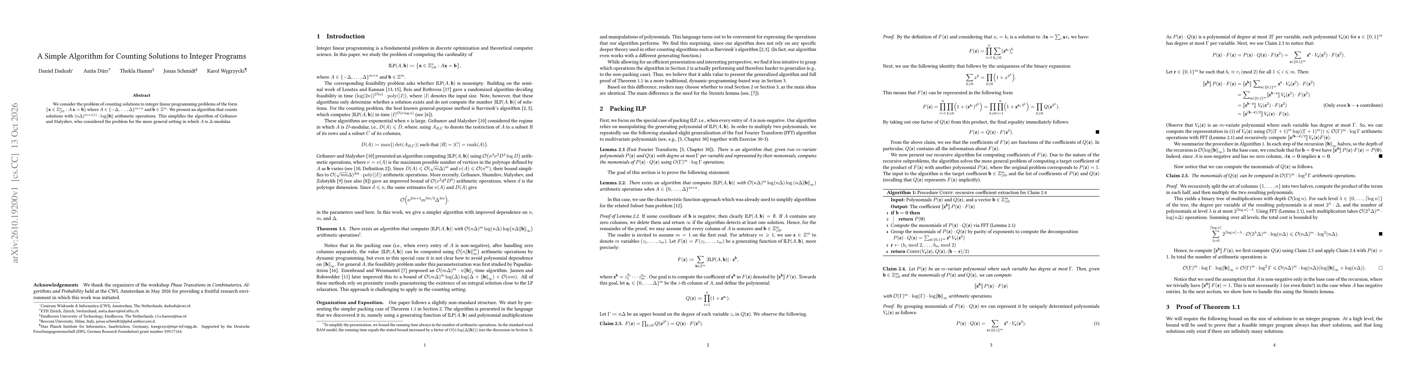 Thumbnail for A Simple Algorithm for Counting Solutions to Integer Programs