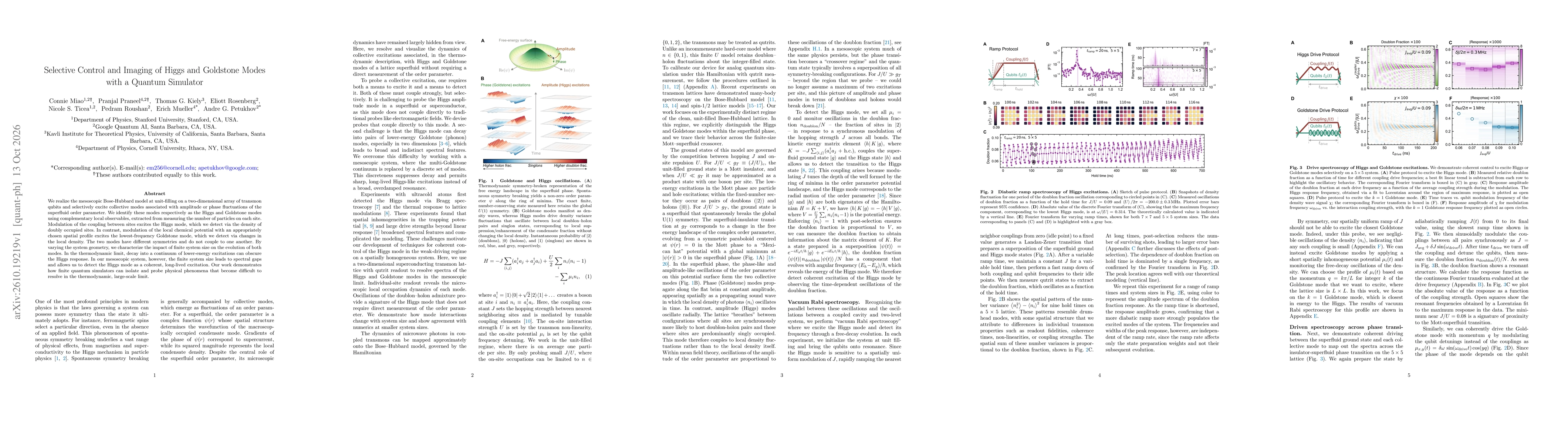 Thumbnail for Selective Control and Imaging of Higgs and Goldstone Modes with a Quantum Simulator