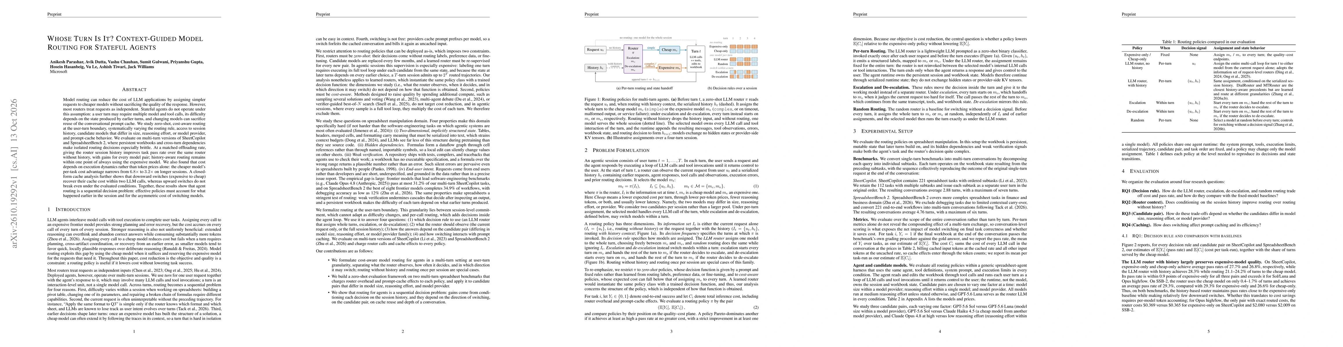 Thumbnail for Whose turn is it? Context-guided model routing for stateful agents