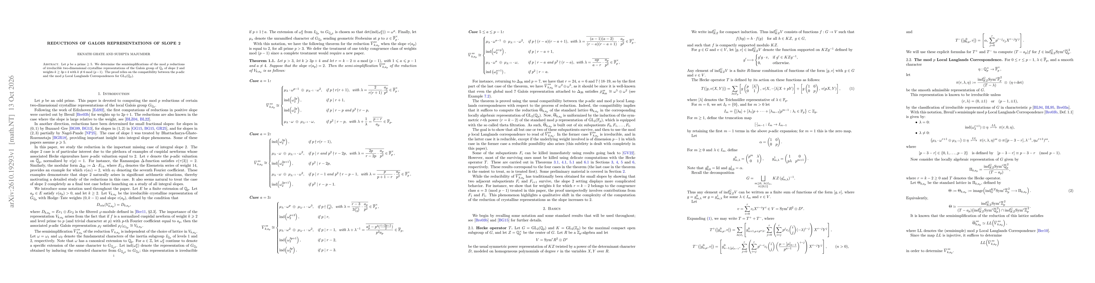 Thumbnail for Reductions of Galois representations of slope $2$