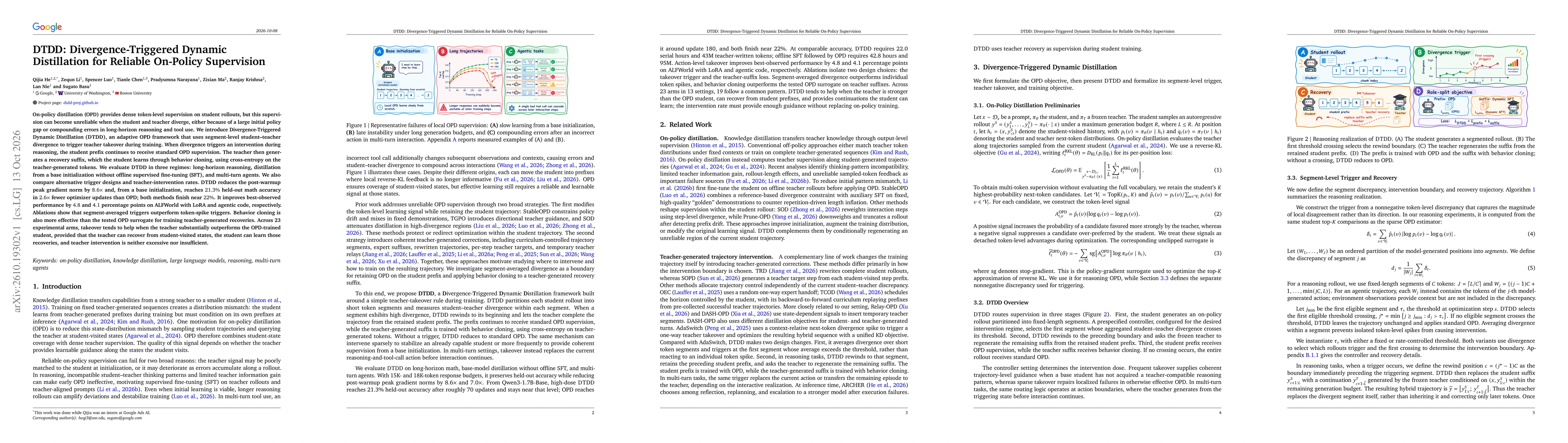 Thumbnail for DTDD: Divergence-Triggered Dynamic Distillation for Reliable On-Policy Supervision