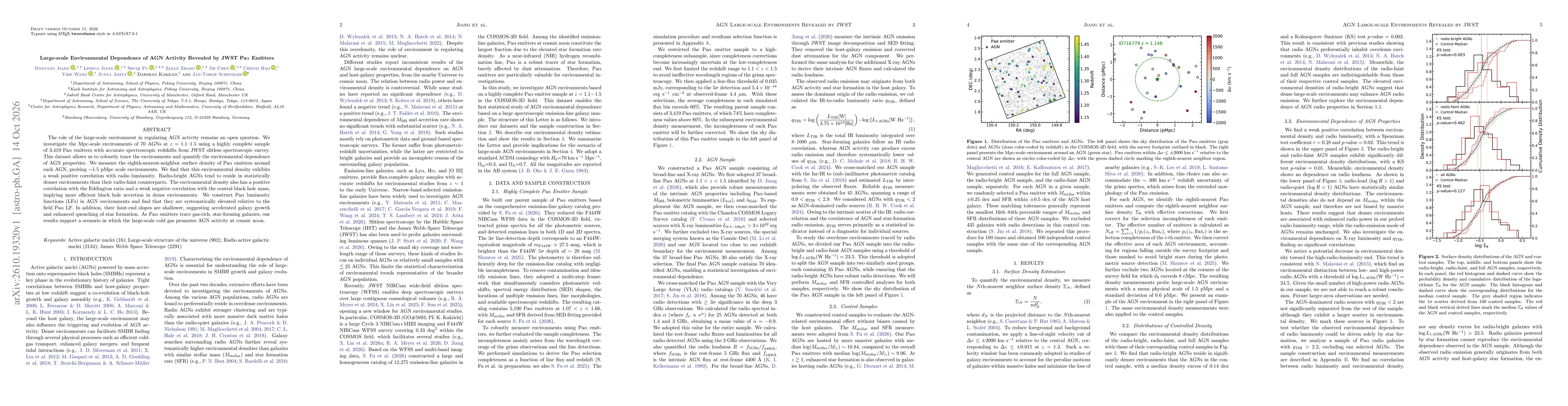 Thumbnail for Large-scale Environmental Dependence of AGN Activity Revealed by JWST Pa$α$ Emitters