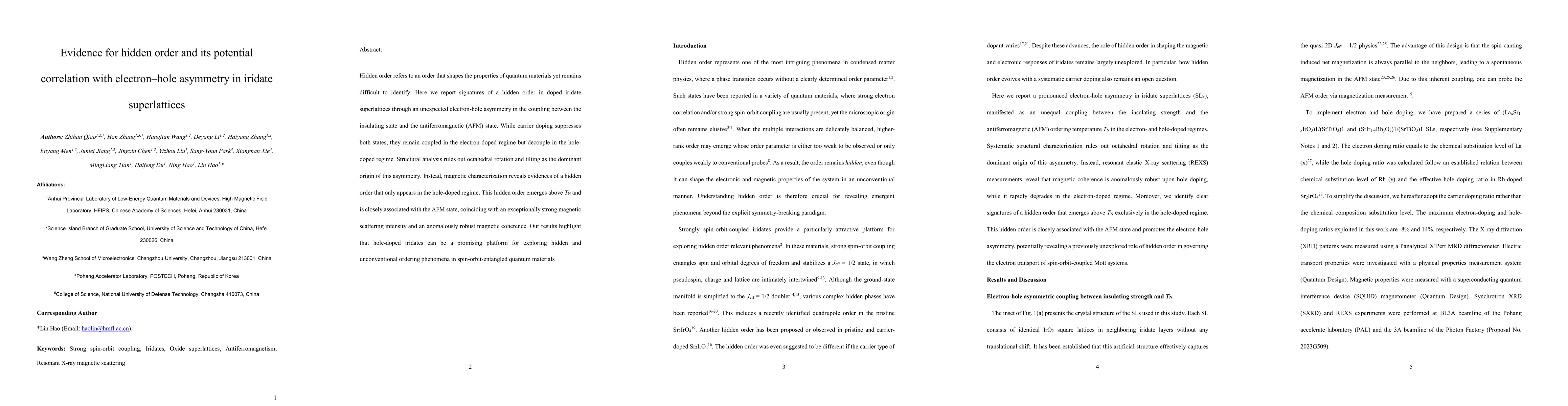 Thumbnail for Evidence for hidden order and its potential correlation with electron-hole asymmetry in iridate superlattices