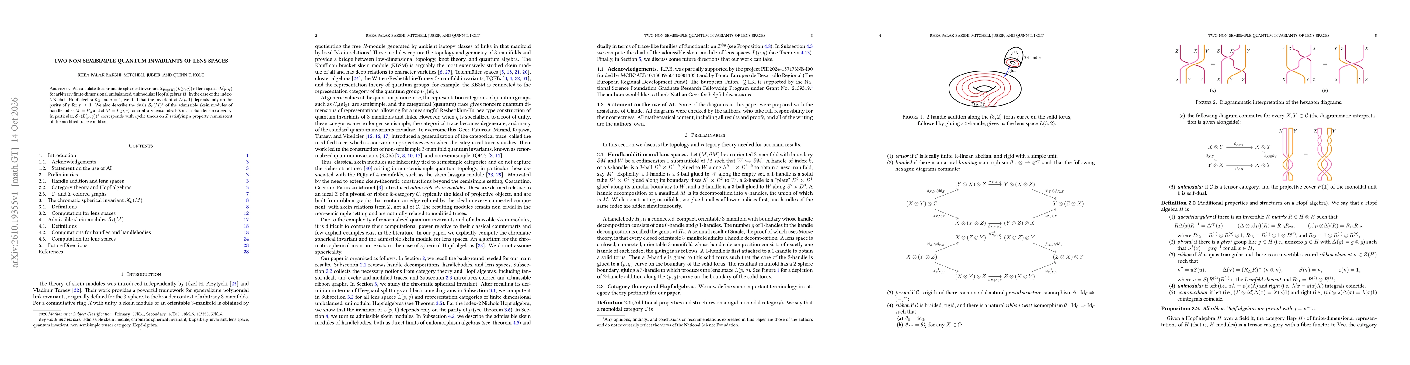 Thumbnail for Two non-semisimple quantum invariants of lens spaces