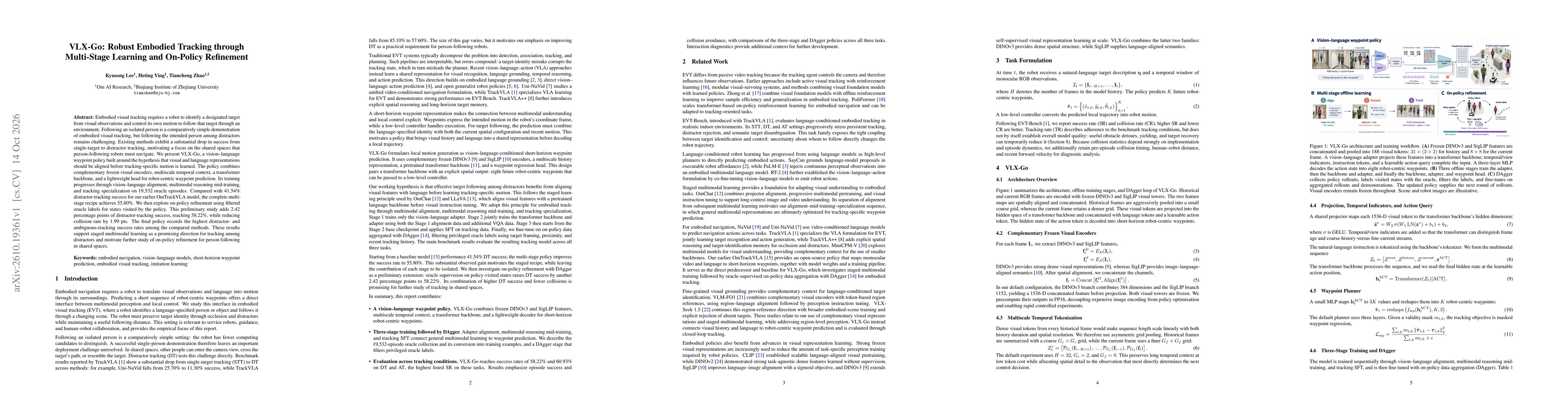 Thumbnail for VLX-Go: Robust Embodied Tracking through Multi-Stage Learning and On-Policy Refinement