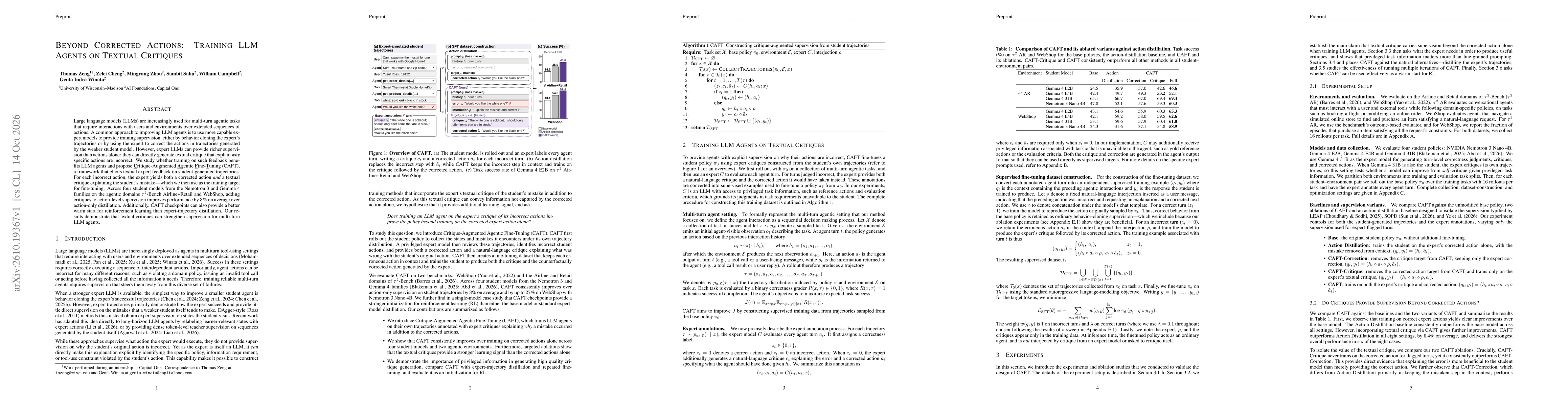 Thumbnail for Beyond Corrected Actions: Training LLM Agents on Textual Critiques