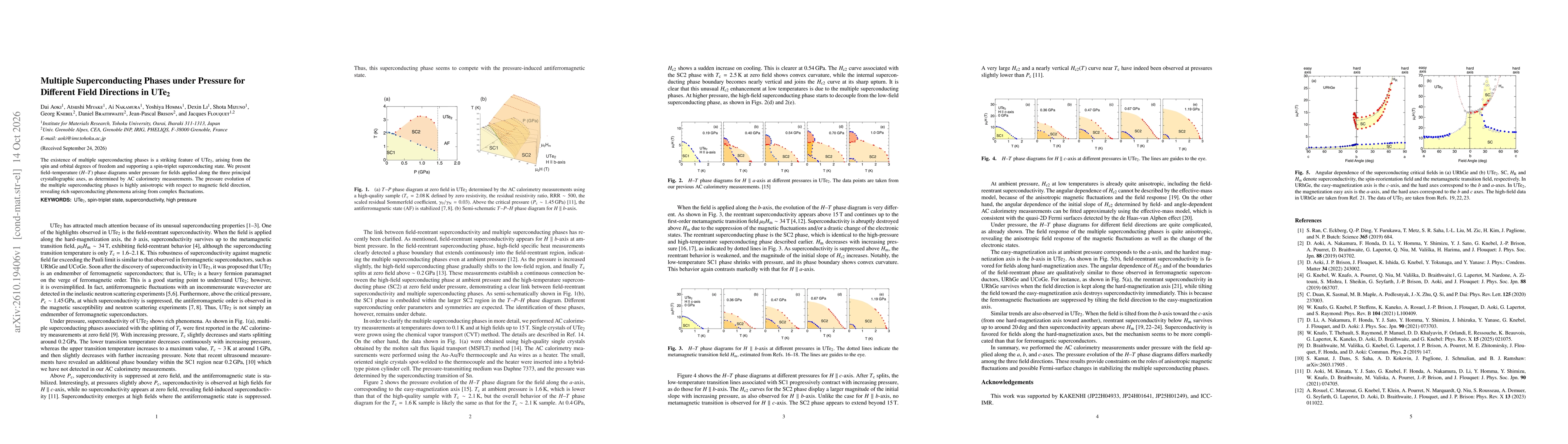 Thumbnail for Multiple Superconducting Phases under Pressure for Different Field Directions in UTe2