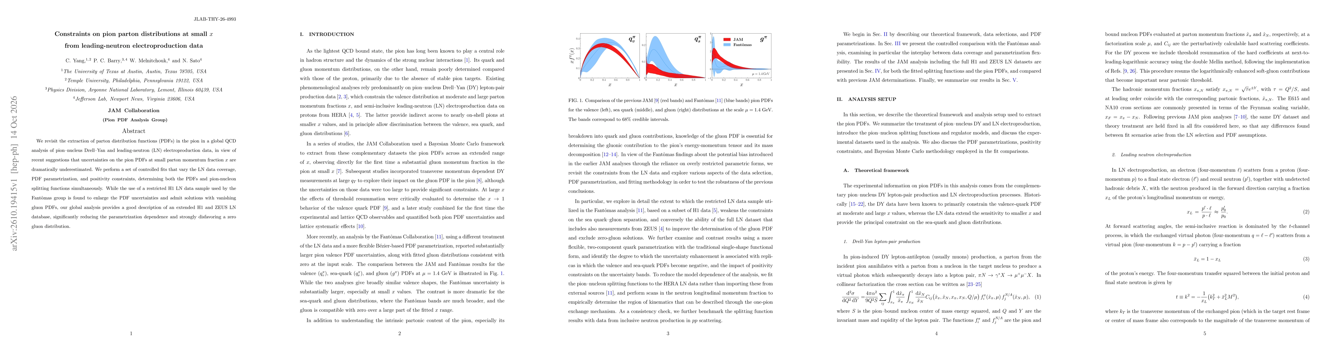 Thumbnail for Constraints on pion parton distributions at small $x$ from leading-neutron electroproduction data