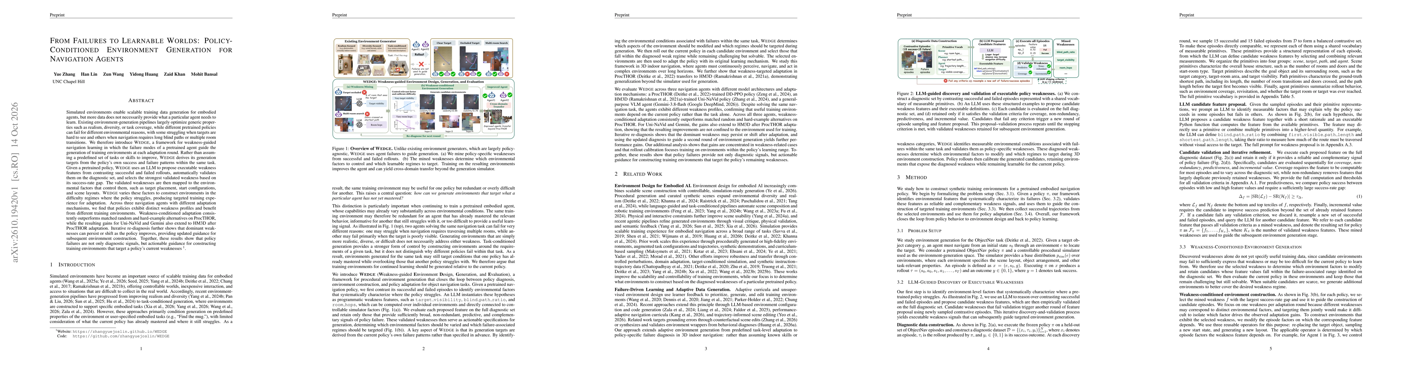 Thumbnail for From Failures to Learnable Worlds: Policy-Conditioned Environment Generation for Navigation Agents