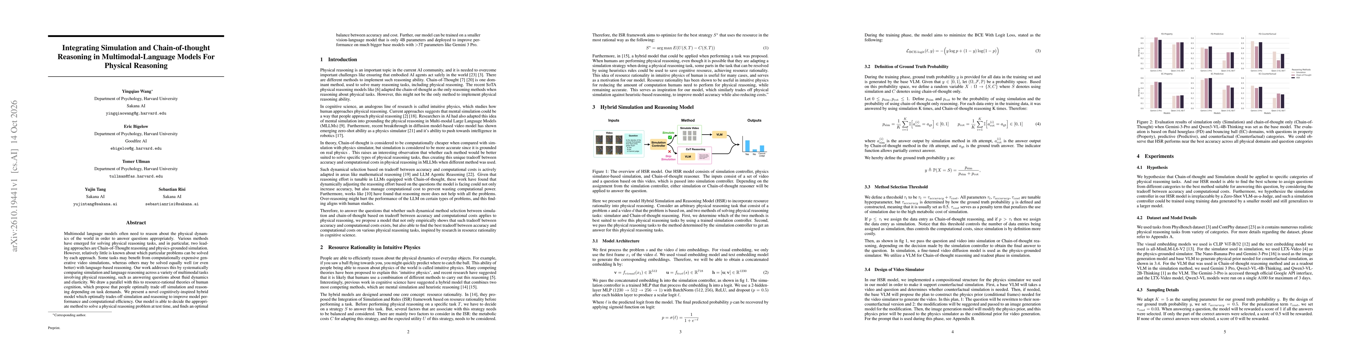 Thumbnail for Integrating Simulation and Chain-of-thought Reasoning in Multimodal-Language Models For Physical Reasoning