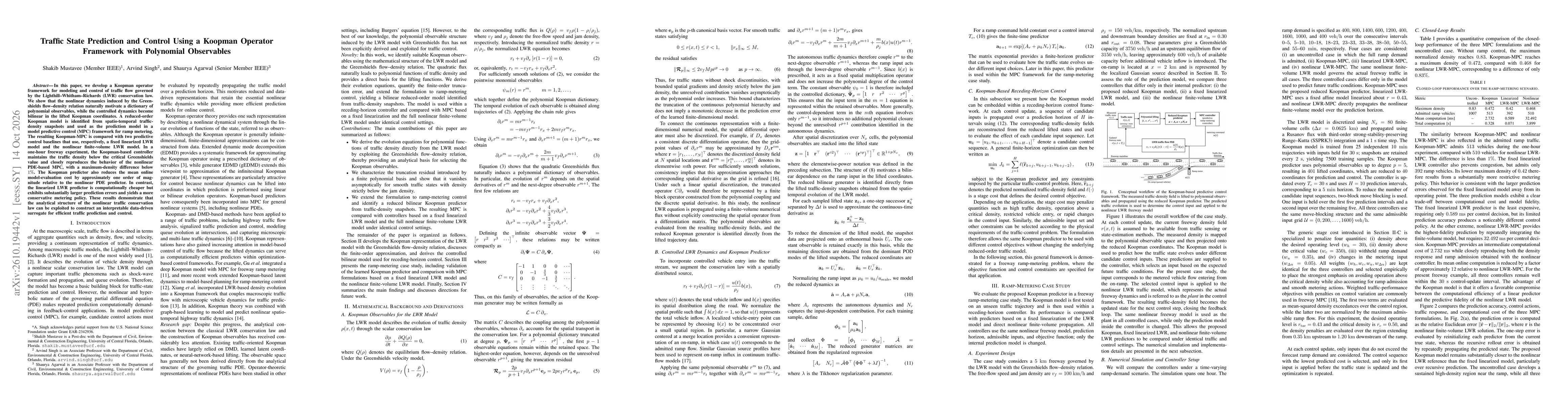 Thumbnail for Traffic State Prediction and Control Using a Koopman Operator Framework with Polynomial Observables
