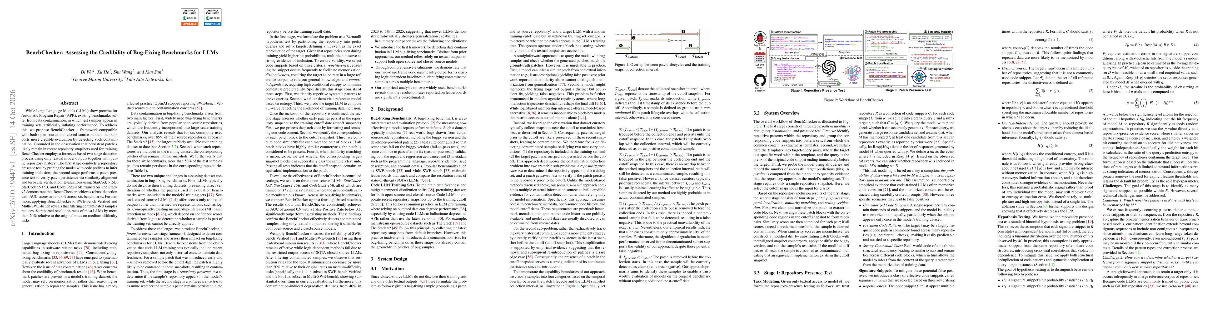 Thumbnail for BenchChecker: Assessing the Credibility of Bug-Fixing Benchmarks for LLMs