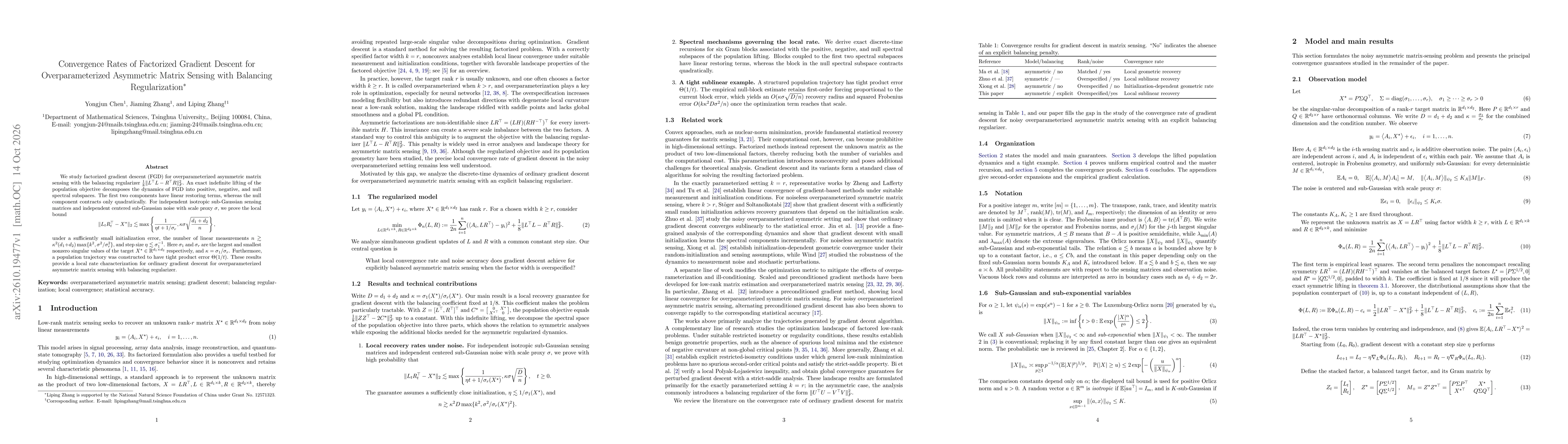 Thumbnail for Convergence Rates of Factorized Gradient Descent for Overparameterized Asymmetric Matrix Sensing with Balancing Regularization