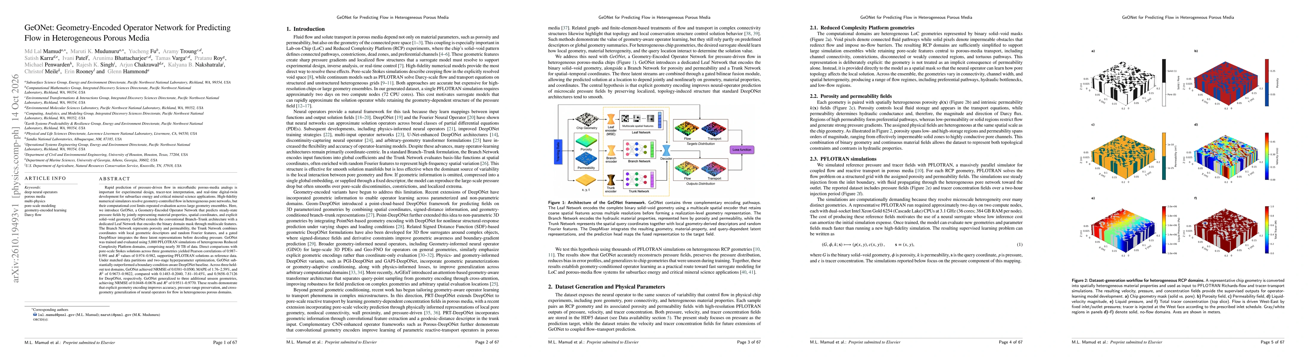 Thumbnail for GeONet: Geometry-Encoded Operator Network for Predicting Flow in Heterogeneous Porous Media