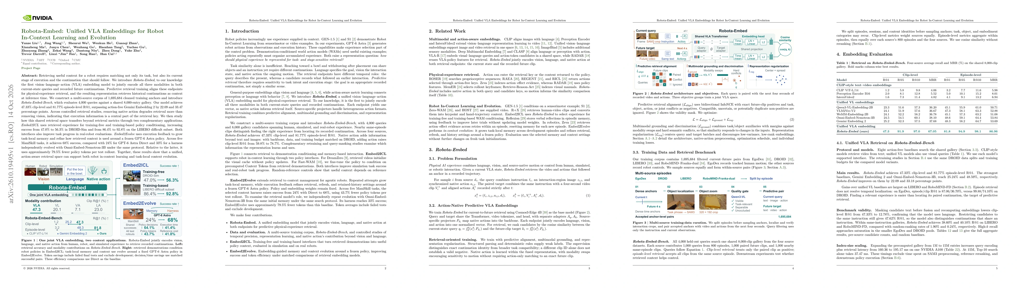 Thumbnail for Robota-Embed: Unified VLA Embeddings for Robot In-Context Learning and Evolution
