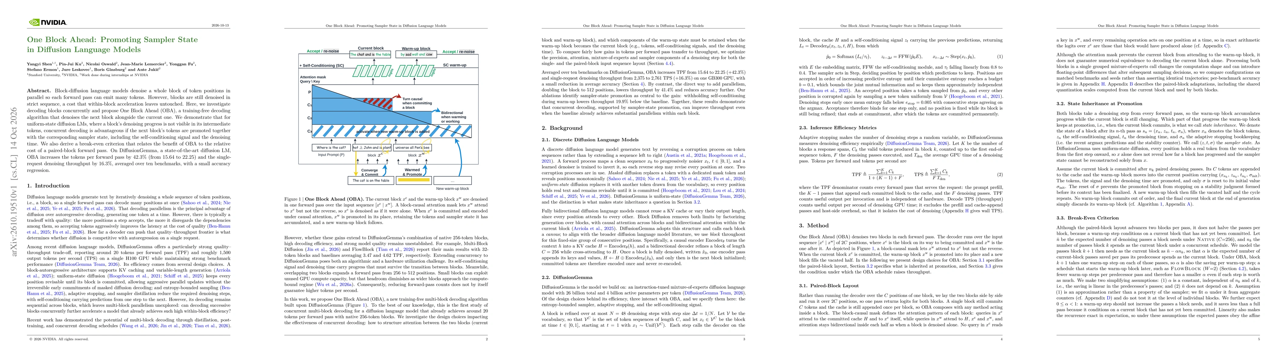 Thumbnail for One Block Ahead: Promoting Sampler State in Diffusion Language Models