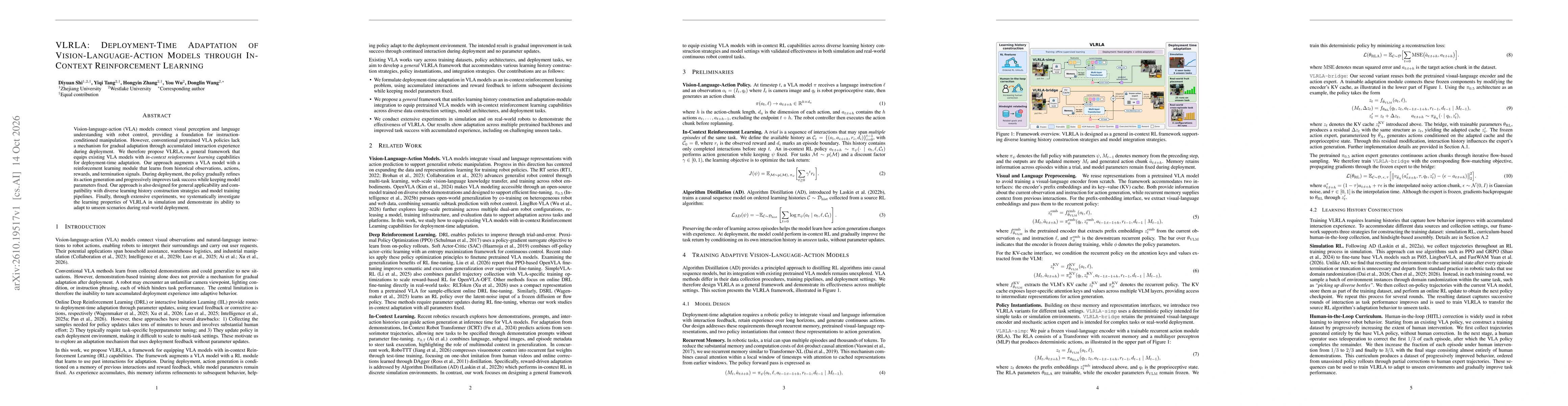 Thumbnail for VLRLA: Deployment-Time Adaptation of Vision-Language-Action Models through In-Context Reinforcement Learning