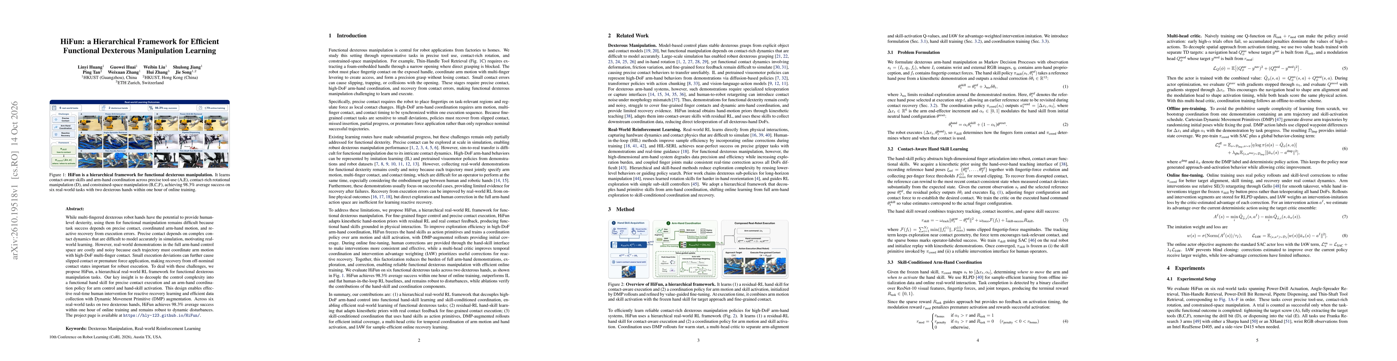 Thumbnail for HiFun: a Hierarchical Framework for Efficient Functional Dexterous Manipulation Learning
