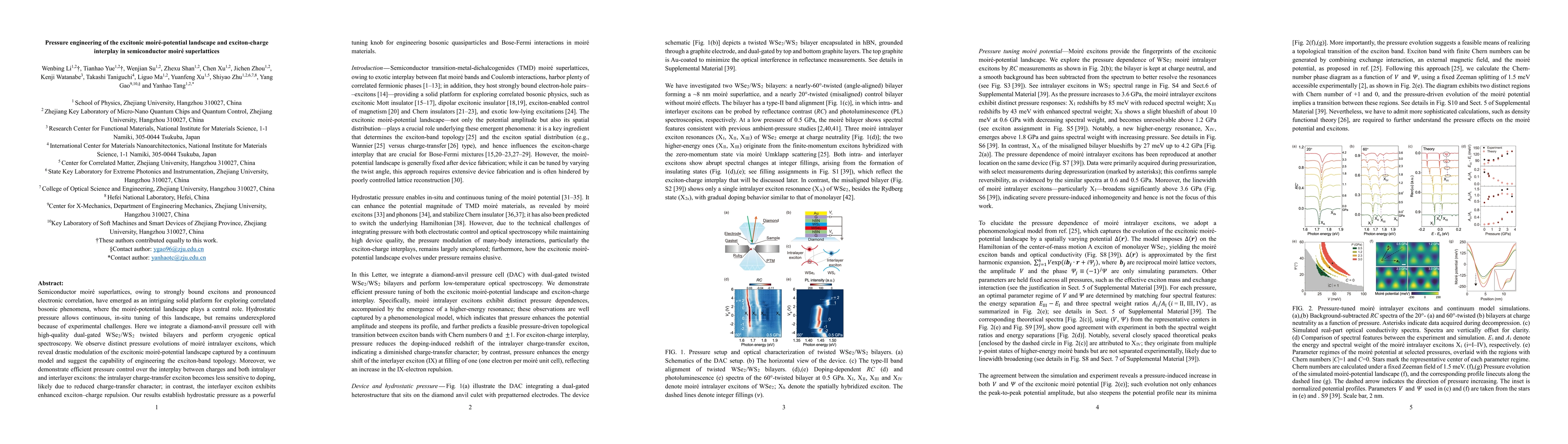 Thumbnail for Pressure engineering of the excitonic moiré-potential landscape and exciton-charge interplay in semiconductor moiré superlattices