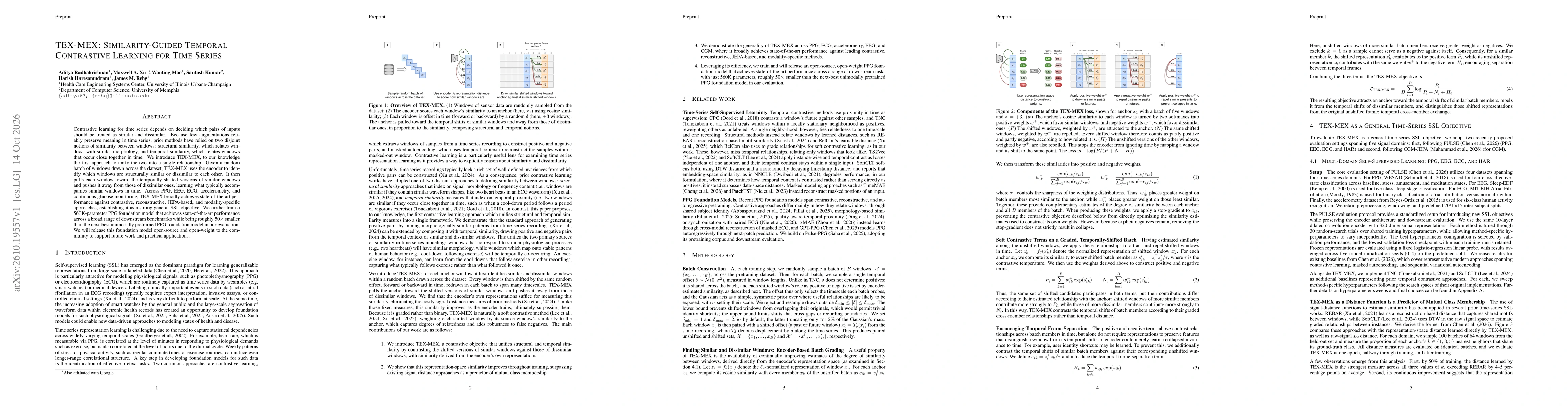 Thumbnail for TEX-MEX: Similarity-Guided Temporal Contrastive Learning for Time Series
