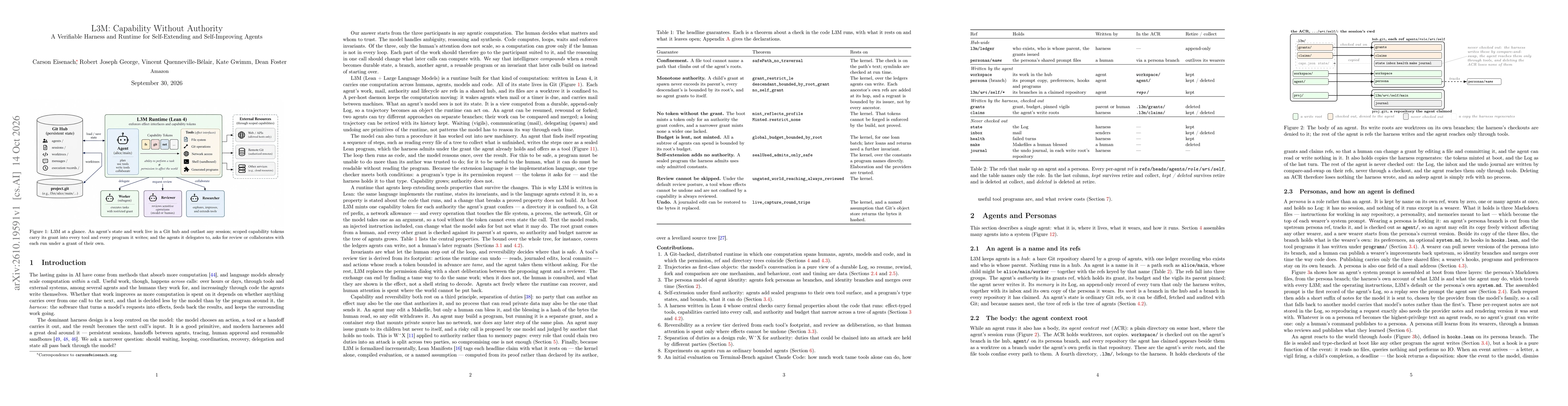 Thumbnail for L3M: A Verifiable Harness and Runtime for Self-Extending and Self-Improving Agents