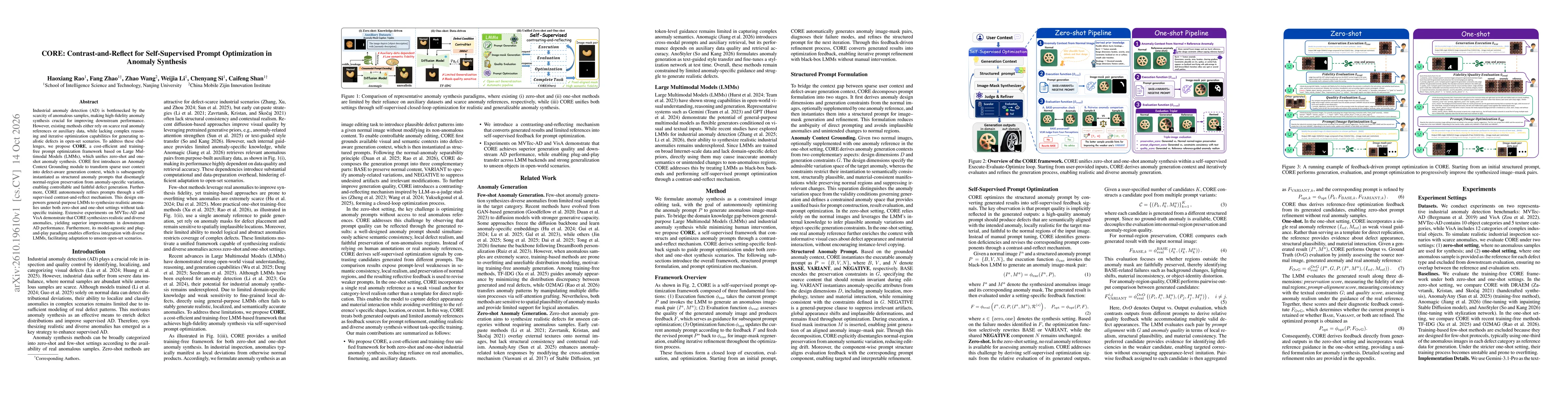 Thumbnail for CORE: Contrast-and-Reflect for Self-Supervised Prompt Optimization in Anomaly Synthesis