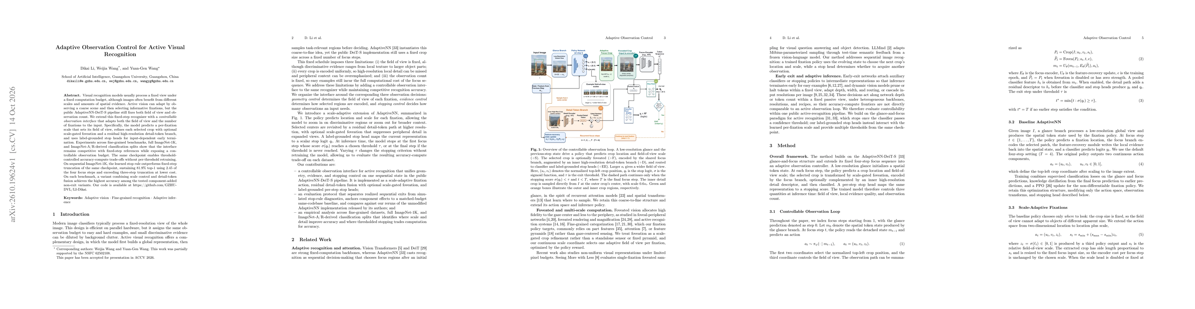 Thumbnail for Adaptive Observation Control for Active Visual Recognition